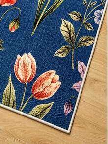 Chilai Home Flower Printed Rug, Runner Rug, Washable Floor Mat For Home Decor, Livingroom Rug, Non-Slip Kitchen Runner Rug, Made In Turkiye 80x200 Cm, 80x300 Cm,100x200 Cm, 120x180 Cm - Royal Blue - View 4