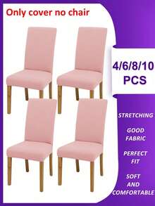 Funda para silla lisa de 4 piezas/6 piezas/8 piezas/10 piezas, fundas elásticas de poliéster desmontables para sala de estar, comedor, dormitorio, para todas las estaciones - Verde Oscuro - Ver 30