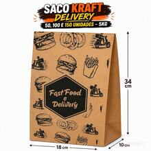 Saco Kraft Delivery 5kg / 50 /100 /150 Unidades Delivery, Hamburgueria, Lancherias - Visão 2