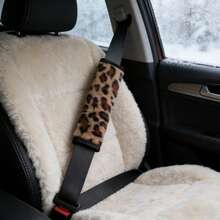 2pcs/1pc Car Seat Belt Shoulder Pads Anti-Pinch Protective Cover Leopard Print Faux Mink Fur Car Interior Accessories, Soft Comfortable Exquisite Car Shoulder Pads Seat Belt Decor, 4 Colors Available - A - View 2