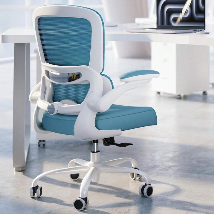 TRALT Sillas de Escritorio - Silla Ergonomica Escritorio - Sillas Ejecutiva para Escritorio con Soporte Lumbar - Silla Ergonomica de 330 Libras - Silla de Oficina Gamer para Casa (Azul Profundo) - Azul-cielo - Añade 2