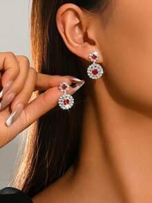 1 Pair Exquisite Women's Stud Earrings With Sparkling Rhinestone Details, Versatile For Party And Date Outfits - Multicolor - View 12