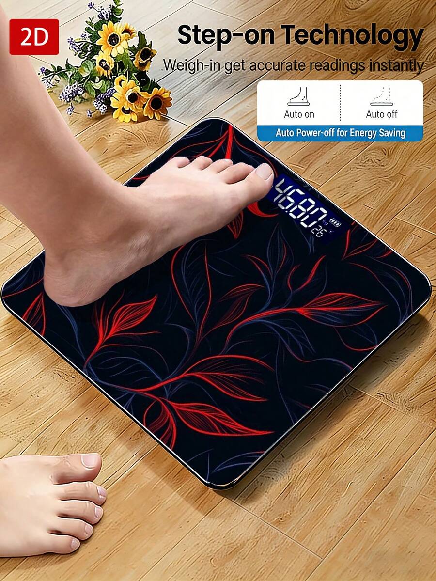 1pc Red Vine Leaf Decorative Weight Scale, Fashionable Weight Scale Decoration, Suitable For Small Weight Scales, Bathroom Scales, Easy To Use, Holiday Gift, Back To School - A - View 1
