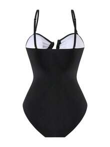 Swim Oasis Set de 2 piezas de traje de baño con bandeau y tiras huecas rojo + falda de cubrir para playa, conjunto de verano de ocio y vacaciones 202 - Blanco - Ver 5
