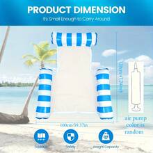 1pc Inflatable Pool Float 4-In-1 Pool Hammock With Bottom Mesh, 3-Tube Design Durable PVC Portable Floating Chair Bed, Suitable For Adults In Pool, Hot Tub, Lake, Beach, Pool Relaxation | Vibrant Pool Float | Comfortable Mesh Base, Adult Pool Float - Multicolor - View 12