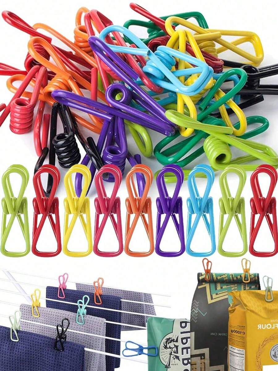 1/10pcs Chip Clips - Utility PVC-Coated Steel Clips For Sealing Food Packages, Chips Bags, Clothes & Paper - Pack Of 10 (Random Color), Kitchen, Kitchen Home, Home, Bathroom Accessories, Clips For Clothes,