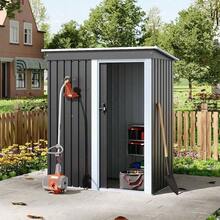 Outdoor Metal Removable Storage Shed Garden Storage Shed With Lockable Door For Firewood Garbage Can Tools Lawnmower Bike Shed Waterproof Log Store For Backyard Patio Rust-Resistant Not Include Foundation 164cm W X 77cm D X 182cm H - Charcoal Black - View 1