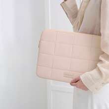 Fashionable Fluffy Quilted Laptop Sleeve, Fits 13/14/15.6 Inch Laptops, Soft Cotton Padded Tablet/Laptop Bag, Compatible With MacBook Pro/Air, Shockproof Laptop Sleeve With Zipper, Lightweight Unisex Computer Bag, Cute Feather Design, Portable Laptop Sleeve, Suitable For School, Work And Travel, Protective Case, Essential Laptop Sleeve For College - Multicolor - View 7