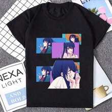1pcs 90s Anime Girl Pastel Goth Alt Grunge Aesthetic Harajuku Tee - Black - View 1