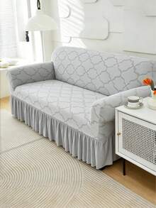 1 Buah Sarung Sofa Dekoratif Elastis Anti Selip dari Kain Fleece, Motif Awan Kecil Abu-abu Muda Ukiran Jacquard, Ramah Hewan Peliharaan, Anti Kotoran, Anti Debu, Cocok untuk Sofa 1/2/3/4 Dudukan, Sepanjang Musim - Light Grey - View 9