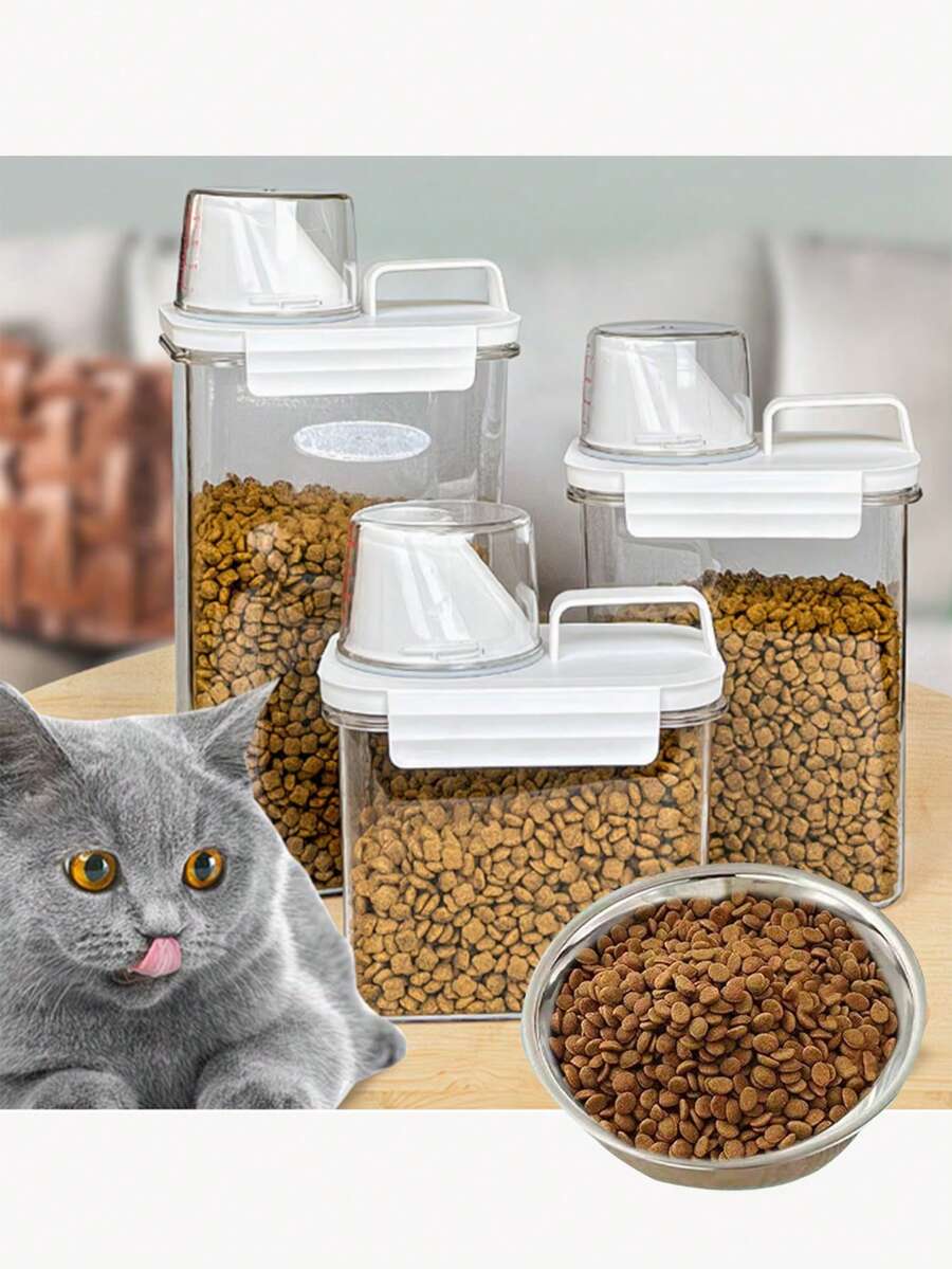 Pet Food Storage Container, Suitable For Storing Cat Food Or Dog Food, Prevents Cat Food/Dog Food From Getting Damp, Prevents Pets From Stealing Food, Suitable For Home Pet Food Classification And Storage Box Kitchen Organization