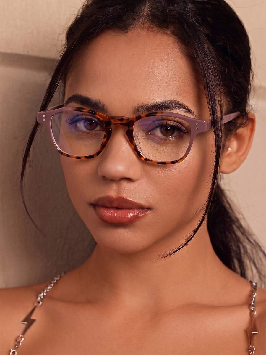 1 Pair Women's Contrast Color Square Frame PC European & American Street Style Fashion Non-Prescription Glasses - Multicolor - View 1
