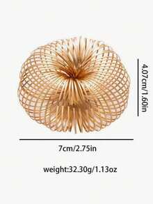 1pc Fashionable Exaggerated Spring Expandable Bracelet, Hollow Metal Cuff Bracelet, Party Accessory - Gold - View 6