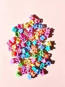 90pcs Random Color & Style Sweet Minimalist Five-Pointed Star Hair Clips, Candy Color Star BB Clips, Mini Flower Claw Clips, Versatile Girls Hair Accessories, Suitable For Daily Wear, Performance, Photography Styling - Multicolor - View 5