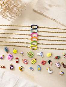 1pc DIY Colorful Summer Fashion Fresh Pendant Necklace, Phone, Can, Ice Cream, Star, Camera, Sun, White Dove, Goose, Flip-Flop Pendant, Dopamine Style Fashion Necklace, Stainless Steel Vacuum Plated 18k Gold, Displaying Women's Fashion Charm Item, Pendant For Jewelry Making. High-End Jewelry, Stainless Steel Accessories - Multicolor - View 1