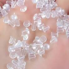 50/100pcs Earring Backs With Caps, 5mm Soft Stopper Earring Backs For Women, Fashion Earring Accessories, Suitable For Teardrop Earrings, Piercing Repair And Transparent Ear Plugs, Anti-Drop Anti-Slip Comfortable Invisible Ear Stoppers, Universal Earring Fixing Accessories, Suitable For DIY Handmade And Daily Wear Replacement, Cross-Border Hot-Selling Transparent Earring Backs, Secure Fit And Not Easy To Fall Off - Transparent - View 2