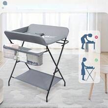 Folding Table With Storage Organizer - Gray - View 3
