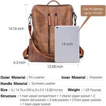 CLUCI Bolsa de cuero para mujeres Convertible Grande Caminata larga Damas Diseñador Moda Casualmente College Bolsa de hombro - 0-2 Marrón bicolor - Ver 4