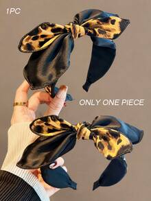 topshiny Leopard Print Bow Headband For Women - Fashionable Contrast Color Wild Style Hair Hoop, Chic Hairband Aesthetic Hair Accessories - Multicolor a - View 6
