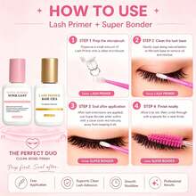 SRCKFIZ Eyelash Extension Base Glue And Strong Adhesive Set, 15ML Per Bottle, Eyelash Base Glue, Eyelash Glue Accelerator, For Eyelash Extension, Improve Adhesion, Speed Up Glue Curing Time, Professional Eyelash Supplies - View 4