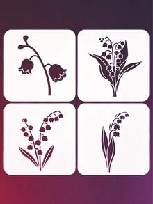 6pcs Hibiscus Flower Stencil Set, Reusable Painting Template For DIY Crafts, Fabric Transfer, Collage, Cards, Carving, Etching - Durable White PET Stencils - Sets - View 9