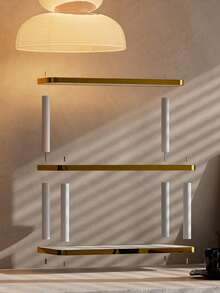 1 pieza Organizador de escritorio de madera maciza dorada de lujo, estante de almacenamiento de cosméticos vintage de varias capas, estante de almacenamiento multifuncional para el hogar, estante de especias de cocina, soporte para tazas de café, puede contener lápices labiales, perfumes y tazas de té, estante de exhibición de encimera ahorrador de espacio - Dorado - Ver 7