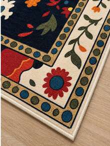 Chilai Home Flower Printed Rug, Runner Rug, Washable Floor Mat For Home Decor, Livingroom Rug, Non-Slip Kitchen Runner Rug, Made In Turkiye 80x200 Cm, 80x300 Cm,100x200 Cm, 120x180 Cm - Blue - View 4