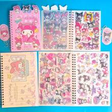 SANRIO كتاب ملصقات مخطط كرتوني، كتاب ملصقات مواد المخطط، كتاب مواد بأنماط غنية، كتاب ورق إطلاق الملصقات، ملصقات البطاقات - كتاب ملصقات - مشاهدة 9