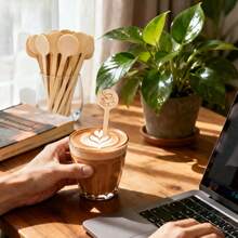 50pcs Disposable Stir Sticks - 15cm Round Head, Wooden Coffee Stirrers Easy To Grip, Suitable For Cold And Hot Beverages - For Coffee, Milk Powder, Honey, Tea, Cocktails - Multicolor - View 4