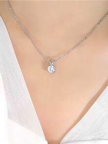 ConiiW 925 Sterling Silver Moissanite Four-Prong Pendant Necklace - A Stylish Necklace For Men And Women - Gold - View 8