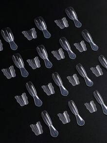 180pcs Short Oval Nail Art Sandwich Nail Extension Mold, 90pcs Top Mold + 90pcs Bottom Mold Sandwich Layer Design, Reusable Quick Building Prolong Nail Extension Mold For Extension Nail Gel - Clear - View 7