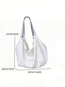 Korean Niche Design Ins Purple Polka Dot Fresh Style Large Capacity Underarm Tote Bag For Commuting, Outing, Daily Shopping, Shoulder Bag - Mauve Purple - View 7