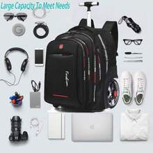 Mochila Con Ruedas Para Adultos, Mochila De Ruedas Grandes, Negra, 22 Pulgadas, Impermeable, Espacio de Gran Capacidad de 55 L - 1 - Ver 4