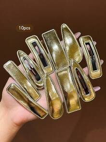 10pcs Gold Fashion Sweet Style Elegant BB Hair Clips Suitable For Daily Use - Multicolor - View 3