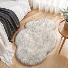 1 Peça Tapete Decorativo em Formato de Nuvem Irregular Preto e Branco para Sala de Estar, Tapete Pequeno Fofo Lavável em Máquina, Usado para Tapete de Quarto, Tapete de Sala de Estar, Sala de Jogos, Decoração de Quarto de Luxo, Tapete de Lã Sintética Irregular Cinza, Tapete de Penteadeira, Tapete Decorativo Estilo Minimalista Ins para Decoração Doméstica Adequado para Todas as Estações - Ponta preta - Visão 4