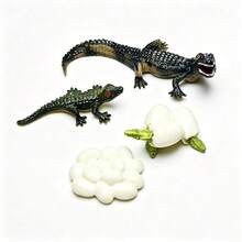 鱷魚成長週期實心塑膠動物模型玩偶，兒童動物公仔，兒童禮物 - 墨綠色 - 查看 3