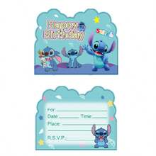 10 piezas Tarjetas de invitación para fiesta de cumpleaños de Stitch Tarjetas de invitación de feliz cumpleaños y sobres - Multicolor - Ver 6