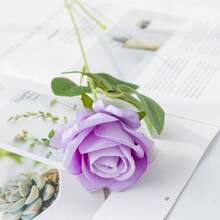 1/5/10/12/20 Pcs Purple Valentine's Day Gift Artificial Roses Flowers Suitable For Home Room Table Decor, Wedding Decor, Bridal Bouquets, Wrist Flowers, Bouquet Making. Suitable For Home, Restaurant, Bedroom, Vase Arrangements And Other Occasions. - Purple - View 11