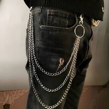 1 pieza Cadena de pantalones de metal multicapa estilo gótico punk Y2K, accesorio de cadena corporal para hombres, adecuado para la escuela, Halloween, etc. - Multicolor - Ver 1