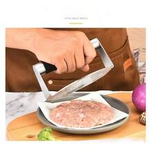 1pc Unisex 430 Stainless Steel Burger Smasher Silicone Handle Non Stick Press For Hamburger Patty Meat Steak Kitchen Tool - Black - View 4