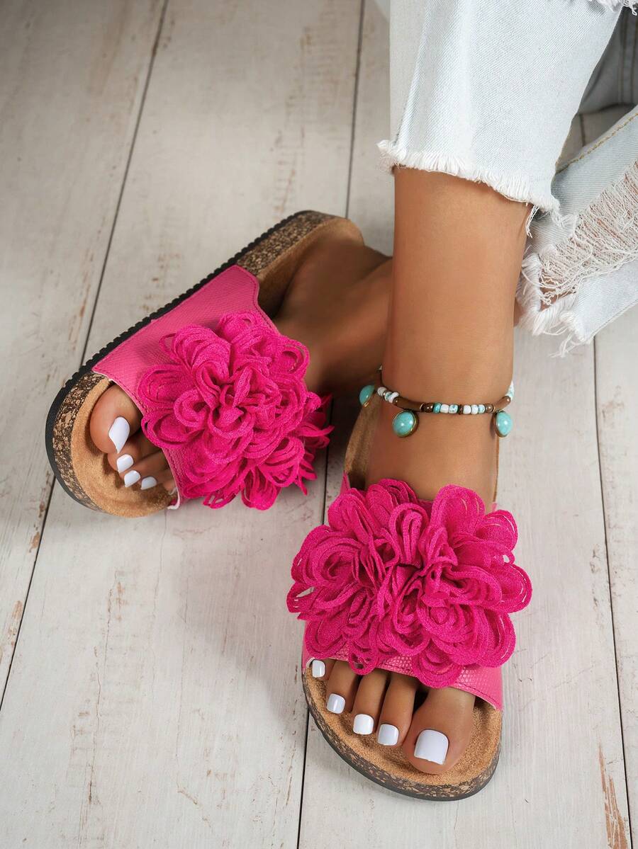 Sandalias de plataforma de corcho con strass y doble hebilla de punta abierta para mujer