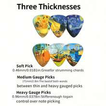 Set 12 Buah Pick Gitar Gaya Van Gogh | Bahan ABS Cetak Warna Dua Sisi | Kompatibel dengan Berbagai Instrumen Gitar/Gitar Listrik/Bass | Aksesori Musik Koleksi Seni | Hadiah Kreatif untuk Pecinta Musik - MultiWarna - View 6