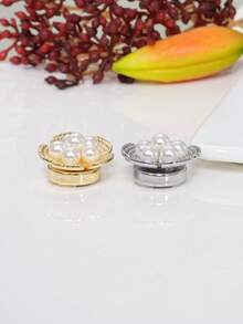 1/2/4pcs 23mm Rhinestone Floral Metal Button Covers, Women's Crystal Button Caps, Detachable Clip-On Button Covers, Crystal Decorative Buttons For Clothing, With Pliers, Suitable For Dresses, Suits, Evening Gowns, Shirts Accessories, Lead Color - Multicolor - View 8