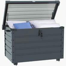 Garden Storage Box On Wheels With Lock And Handle, Ideal For Balcony And Terrace, 100 X 62 X 65 Cm, Dark Grey - A - 查看 9