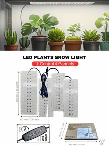 ONELEDWANGRX 1件 5V USB 面板燈，自動開關設定，全光譜陽光 LED 植物生長燈，1 個控制器可分別控制 1 至 4 個面板，適用於室內植物生長，定時可調光超薄燈，適用於櫥櫃下方、植物幼苗、花卉、蔬菜 - 白色 - 查看 5