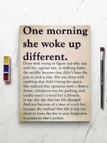 1PC/Vintage Inspirational Wall Art One Morning She Woke Up Different Quote Canvas Women Empowerment Positive Self Love Decor Minimalist Bedroom Office Farmhouse Mental Health Art Gift For Strong Women - A - View 10