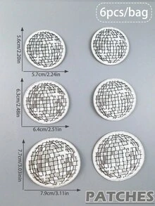 6pcs/3pcs/1pc Disco Ball Silver Fabric Applique, Cartoon Embroidery Sewing Decoration, Suitable For Clothes, Shoes, Bags, DIY Crafts - Multicolor - View 8