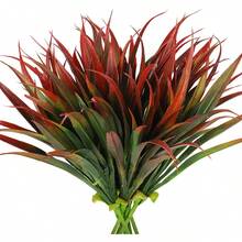 1/3/60件組戶外抗UV人造植物，逼真秋季色人造花卉與灌木，適用於門廊、花園、窗台花箱及居家裝飾 - 深紅色 - 查看 4