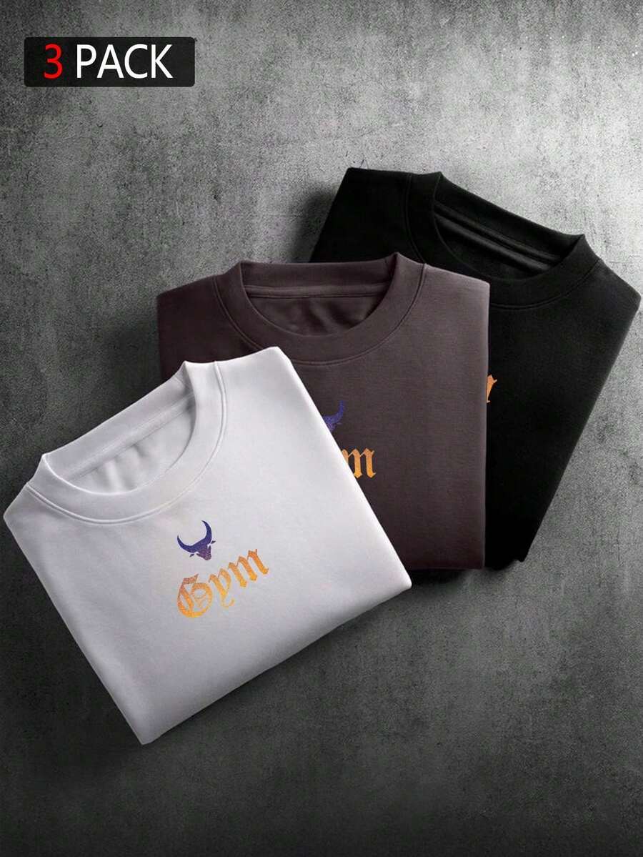 Sport MetroGents Men's Short Sleeve Sports T-Shirt With Round Neck And Weight Bar Graphic, Loose Fit And Breathable - 6 - 查看 1