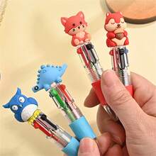 12 Colors 4-In-1 Animal Theme Multi-Color Ballpoint Pen, Suitable For Office, Hobbyists, School Souvenirs, Perfect Party Gift, Office Supplies, Animal Theme Accessories, Fun Stationery, Writing Tools, Christmas Gift - Sets - View 4